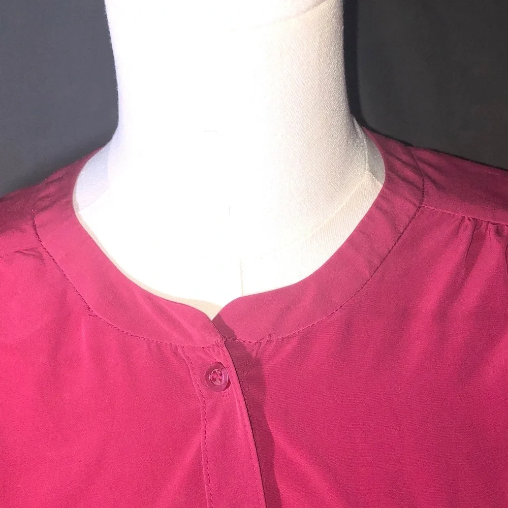 80’s Women's Dark Hot Pink Button-Up Blouse Size Small - Picture 14 of 16